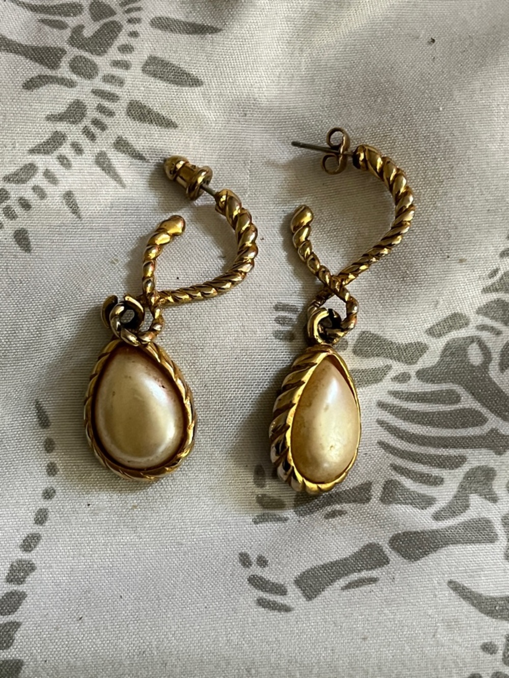 Gold-Tone Teardrop Pearl-Accent Drop Earrings for Women